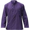 SHOPOHOLIC FASHION Camicie da Uomo Hippy con Colletto a Fascetta in Tessuto di Canapa Tinta Unita, Viola, 4XL