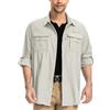 yeyity Camicia Safari da esterno a maniche lunghe UPF50 protezione UV camicia funzionale traspirante con bottoni per escursionismo pesca trekking, kaki chiaro, M