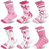 Queenshin 6 Paia Calzini Bambino Bambini Calze Ragazza Unicorno Arcobaleno Carini Stelline Colorate Calzini Crew Caviglia Traspirante Regalo 2-8 Anni Taglia 22-31