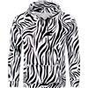 COSAVOROCK Felpa con Cappuccio con Stampa Zebra Animale 3D per Uomo Costume a Maniche Lunghe, Nero, XL