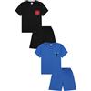 ThePyjamaFactory Pigiama corto da bambino, con tasca a quadri, colore nero e blu, confezione da 2, Multicolore, 13-14 Years