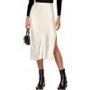 VividHarbor Gonna Midi a Vita Alta in Raso con Elastico in Vita e Spacco Laterale a Una Linea di gonne Casual da Donna, Beige, S