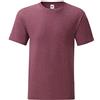 Fruit of the Loom Iconic T - Maglietta da uomo, taglia S - 5XL, confezione da 3 Borgogna mélange XXXL