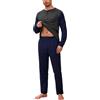 Aseniza Pigiama da Uomo Invernale Cotone Maniche Lunghe Caldo Loungewear Lungo Grigio M