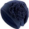 Heyjoin Turbante in cotone chemio morbido copricapo cancro confortevole elastico cappello per le donne con perdita di capelli, blu navy, Taglia unica