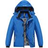 MoFiz Giacca da Sci Bambini Invernale Cappotto in Pile Caldo da Neve Impermeabile Antivento Giacche Ragazzi con Cappuccio Rimovibile Mimetico Blu sc. S(8-9 anni)