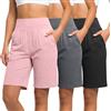 Neer Confezione da 3 Bermuda da Donna, Pantaloncini Estivi Sportivi e Casual a Vita Alta, Elasticizzati,Lunghi al Tasche(S)