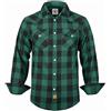 TARAINYA Camicia Flanella Uomo Cotone Western Cowboy Quadri Manica Lunga con Bottoni Automatici Regular Fit B Verde Nero Bufalo S