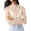 Beauace Top in pizzo a maniche lunghe per le donne top in rete a maniche lunghe camicie in piumino trasparente Y2K stratificazione top camicette t-shirt pizzo floreale, bianco, M