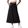 GRECERELLE Gonna da donna con tasche elasticizzata in vita gonna midi a trapezio estiva casual maxi gonna lunga da donna UK, A01 Nero, XL
