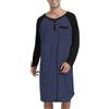 Enjoyoself Maglie Pigiama da Uomo in Cotone Maniche Lunghe Camicie da Notte per Primavera Autunno-Blu Scuro+Nero/XXL