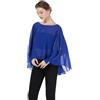 BEAUTELICATE Stola Coprispalle Elegante Chiffon Donna Scialle Mantellina Poncho Chiffon Estiva per Cerimonia Sposa Damigella Matrimonio Festa (Blu Reale)