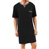 Enjoyoself Uomo Maglie Pigiama in Cotone Camicie Lunghe da Notte Pigiama Comoda Maniche Corte-tipo3-nero/XL