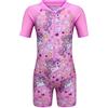 Aduya Costume da bagno intero per ragazze Costume da bagno per bambini Unicorno Costumi da bagno Lesioni Cerniera Tuta Rash Guard Surf Beachwear Protezione UV Costume da bagno, S019-rosa, 9-12 anni