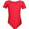 Aquarti Body da Ginnastica da Bambina a Maniche Corte, Rosso, 128