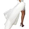 YJZQ Gonna in tulle trasparente da donna, abito da sposa rimovibile su gonna - velo tutù, sottogonna irregolare - 3 strati per sera danza, 125 cm, bianco, 66W