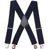 Aulola Bretelle da uomo, larghe 50 mm, resistenti, regolabili, elastiche, con 4 robuste clip in metallo, taglia unica, per uomini e donne, stile X, Blu scuro, Taglia unica