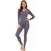 WiWi Biancheria intima ultra morbida in bambù per le donne termiche lunghe Johns set leggero primo strato superiore pantaloni pigiama set S-3X, Grigio scuro, XL