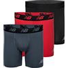 New Balance Boxer da Uomo da 15,2 cm, con Tasca Frontale, Confezione da 3, Nero/Rosso Squadra/Tuono, XXL