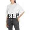 Replay T-shirt da donna in cotone a maniche corte, bianca (White 001), XS