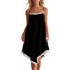 Generic Camicia da notte da donna in cotone e lino con spalline sottili Chemise Negligee Estate Casual Pizzo Camicia da notte Indumenti da notte Midi Abito da notte da donna senza maniche Lingerie Camicie da