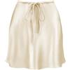 Yewanka Minigonna da donna in raso con coulisse, a vita alta, elegante, casual, svasata, in seta, gonne corte per le donne, Beige, L