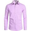 PARKLEES Camicia da uomo a maniche lunghe tinta unita slim fit casual business formale abbottonatura camicie con tasca