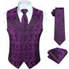 HISDERN Set di gilet e cravatta jacquard floreali classici da uomo in paisley floreale e tasca quadrata