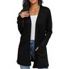 QIXING Casual Cardigan leggero da donna, lungo, elegante, sottile, a maniche lunghe, con tasche, fronte aperto, cardigan da donna autunno, 01 nero, L