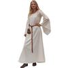 Battle-Merchant - Abito Medievale Burglinde con Maniche a Tromba Lunghe in Cotone - Larp Vichingo - Naturale - S