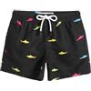 maamgic Costume Bambino a Rapida Asciugatura con Fodera in Rete, Costume da Bagno con Tasche e Coulisse Regolabile, da 2-16 Anni, Spiaggia e Piscina, Squalo Nero, 8 Anni