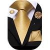 Hi-Tie Cravatta da uomo in seta e gemelli quadrati da taschino set spilla jacquard cravatta da matrimonio aziendale per formale