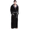 FashGudim Uomo Accappatoio con cappuccio grande e alto in flanella bicolore in pile a contrasto accappatoio lungo e felpato (Nero/Grigio, S/M)