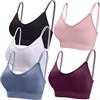 BQTQ 5 Pezzi Reggiseno a Canotta V Collo Bralette Senza Ferretto per Donna (Rosa Chiaro, Bianco, Nero, Blu Acciaio, Viola, L)