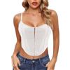 Naimo Top da donna in pelle, sexy, senza maniche, con spalline sottili, corsetto vintage