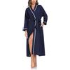 Colorfulleaf Camicia da Notte da Donna a Maniche Lunghe, Sleepshirt con Morbido Scollo a V, Negligee da Notte, Biancheria da Notte per Donne, Sleepshirt, A-blu navy, S