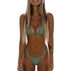 riou Vikinis - Set bikini da donna, push up, sexy, brasiliano, con scollo a V, con imbottitura e perizoma, Za Verde, S