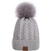 Alepo Cappello Beanie Invernale da Donna, Caldo Foderato in Pile Lavorato a Maglia Morbido Berretto da Sci con Risvolto e Pon Pon, Grigio-01, Taglia unica