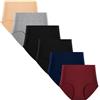 Lohhbve Delle Donne Cotone Plus Size Mutandine Pack Vita Alta Slip Solidi Morbidi Knickers Intima Traspirante-Wicking 6 Pack
