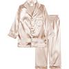 Verve Jelly Pigiama per bambini in raso, a maniche lunghe, con bottoni, top + pantaloni, Oro rosa, 8-9 Years