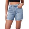 Alaster Queen Pantaloncini da donna elasticizzati in denim, con orlo Raw