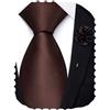 Hi-Tie Set di cravatte extra lunghe da uomo, 160 cm, 178 cm, seta solida, cravatte da uomo e spille floreali, marrone, 70''(178cm)