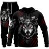 RIAAJ Wolf tiger Lion - Tuta sportiva da uomo, con cappuccio e pantaloni, Wolf6., XXXXL