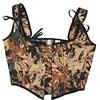 Antermaxier Donne Vintage floreale stampa gilet fiore ricamo modello stretto coulisse Tie-up serbatoio Bustier Corsetto