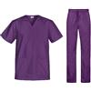 B-well Cesare Uniforme Sanitaria Donna e Uomo Unisex Set con Camice e Pantalone, viola mirtillo, L