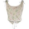 Antermaxier Donne Vintage floreale stampa gilet fiore ricamo modello stretto coulisse Tie-up serbatoio Bustier Corsetto