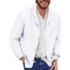 YOUYING Giacca da uomo in cotone e lino, vestibilità larga, leggera, con bottoni, casual, estiva, con risvolto, abbigliamento sportivo, A # bianco., L