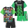 Get Trend Minecraft Corto Pigiama Ragazzo, Confezione da 2 Morbido Pigiami Estivi Bambino con Maglietta e Pantaloncini, Regalo Ragazzo (11-12 Anni, Verde, Confezione da 2)