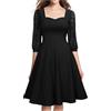 PAIDAXING Abiti formali da donna UK manica 3/4 Sweetheart cocktail abito da sera una linea swing lunghezza al ginocchio abito da sposa ospite