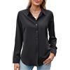 GliAnTok - Camicetta da Donna a Maniche Lunghe, Button Down, Ultra Morbida, Elasticizzata, Antirughe, per Lavoro, Casual, Business, Ufficio, Nero, S